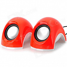 E-04 Mini Portable USB Powered 3.5mm Plug Stereo Speakers - Orange + White + Silvery White (2 PCS)