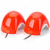 E-04 Mini Portable USB Powered 3.5mm Plug Stereo Speakers - Orange + White + Silvery White (2 PCS)