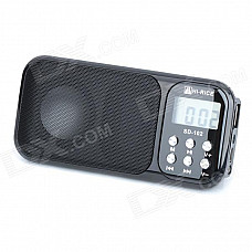 HI-RICE 1.2" LCD Portable Media Player Speaker w/ USB 2.0, TF, FM, Clock, Calendar, Torch - Black