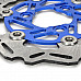 Motorcycle CNC Floating Front Brake Disc Rotors w/ Caliper Adapter - Blue + Silver