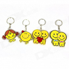 Acrylic Cute Boy & Girl Keychains - Yellow + Red + Pink + Blue (4 PCS)