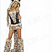 CCC Leopard European and American Fashion Women's Sexy Stage Performance Clothing - Brown + White