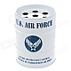 Oil Drum Shaped U.S.AIR FORCE Pattern Stainless Steel Ashtray / Pen Holder - Blue + White