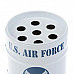 Oil Drum Shaped U.S.AIR FORCE Pattern Stainless Steel Ashtray / Pen Holder - Blue + White