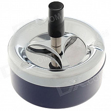 Stylish Creative Zinc Alloy Press Rotary Ashtray - Deep Blue + Silver + Black