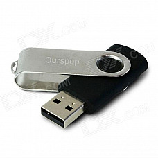 Ourspop U016 Swivel USB 2.0 Flash Drive Memory Stick - Black + Silver (8GB)