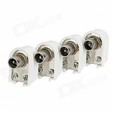 Soldering Free Cable Television Antenna Plug Adapters - White + Silver (4 PCS)