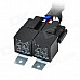 Car Headlight H4 Plug Fog Light Socket Set - Black