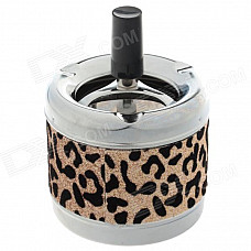 Creative Zinc Alloy Leopard Pattern Press Rotary Ashtray - Silver + Black + Golden