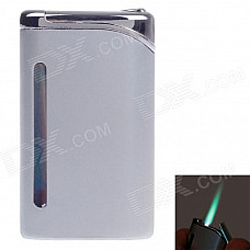 6471 Fashionable Business Green Flame Butane Lighter - Silver