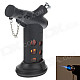 MENGHU 4675 High Quality Windproof Dual Outlet Lighter w/ Cover & Base - Black + Orange