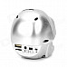 Skull Style Mini 3W Stereo Speaker w/ USB / TF / FM / 3.5mm for Laptops / MP3 + More - Silvery White