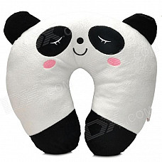 Cute Panda U-Style Car Travel Neck Head Cushion Pillow - White + Black