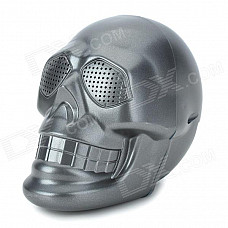 Skull Style Portable 2-Channel Multi-Media Speaker w/ FM / TF - Dark Grey