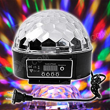 XL-10 Voice Remote Control 24W 6 x LED RGB Crystal Ball Disco DJ Stage Light - Black (AC 90~270V)