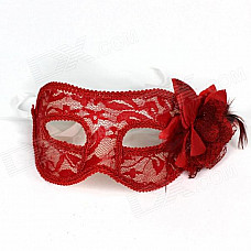 Party Lace Flower Women's Mask - Red