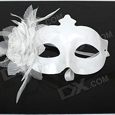 Smooth Tip with Flash Powder Feather Mask - White