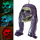 SYVIO JC Toys 72008 7-Color Lighting Skull Decorative Props w/ Purple Headcarf for Halloween Holiday