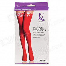 Fashion Sexy Bowknot Stockings - Red + White (Free size)