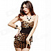 Fashion Sexy Strapless Style Leopard Dress - Black + Brown (Free size)