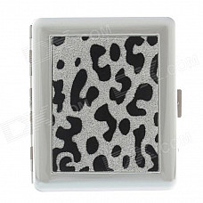 Fashionable Leopard Pattern Stainless Steel Cigarette Case - Silver + Black (Holds 18 PCS)