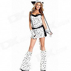 Dear Lover Divine Dalmatian Style Women's Costume - Black + White (Size-L)