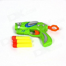 Manual Launch Outdoor Indoor Sponge Ball Gun Toy for Kids w/ 3-Sponge Cartridges -Multicolored:Green