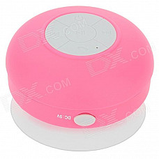 Waterproof Bluetooth V3.0+EDR Speaker w/ Silicone Suction Cup for Iphone + More - Deep Pink + Grey