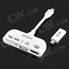 5-in-1 Micro USB MHL to HDMI Cable w/ OTG Camera Connection Kit / 11-pin Micro USB Adapter - White