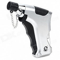 1300'C Windproof Butane Gas Jet Lighter - Silver + Black