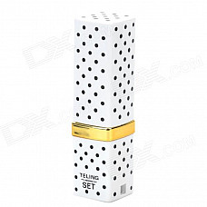 Stylish Fun Lipstick Style Polka Dot Pattern Butane Gas Lighter - White + Black + Golden