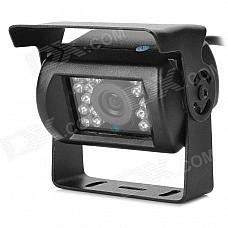 Waterproof CMOS Wide Angle Bus / Truck Rearview Camera w/ 18-LED - Black