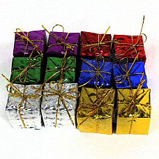 Decoration Gift Pendants for Christmas Tree - Yellow + Green + Purple + Blue + Red + Silver (12 PCS)