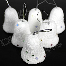 Snow Bell Christmas Decoration for Christmas Tree - White + Red + Blue + Silver + Yellow (6 PCS)