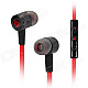 BIDENUO G800 Universal 3.5mm Jack Wired In-ear Headset w/ Microphone for Cellphone - Black + Red