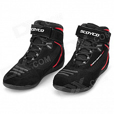 SCOYCO MBT001 Motorcycle Racing / Cyling Fleece + Rubber Boots - Black + Red (42 / Pair)