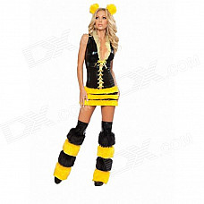 Dear Lover Sexy Bee Princess Costume - Yellow + Black (Free Size)