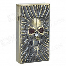 CHEERLINK Personality Design Skull Pattern Wind-Resistant Gas Jet Lighter - Golden + Grey