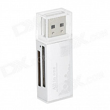 DKQ-8 USB 2.0 High Speed SD / SDHC / Micro SD / Mini SD Card Reader - Silver + White