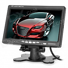 Y-2-1 7" TFT LCD Car Reversing Rearview Monitor w/ 2-CH Video Input + Remote Control - Black