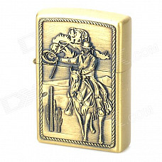 LiTian 01A Knight Pattern Copper Zinc Alloy Yellow Flame Kerosene Oil Lighter - Bronze