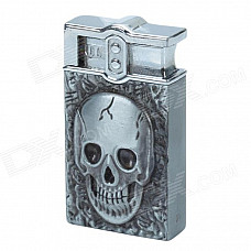 CHEERLINK Retro Anaglyph Skull Pattern Wind-Resistant Gas Jet Lighter - Silver Grey