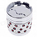 Zinc Alloy Flower Pattern Rotary Cover Ashtray w/ Rhinestone Decoration - Silver + Black + Red