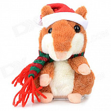YSDX-901 Christmas Plush Hamster Talking & Wagging Toy - Brown (3 x AAA)