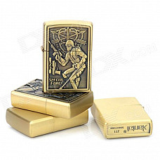 LiTian 01A Stylish Robot Soldier Pattern Zinc Alloy Kerosene Yellow Flame Lighters - Bronze (4 PCS)