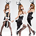 Rabbit Style Women's Tuxedo Halloween Uniform - Black + White (Free Size)