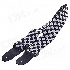 Advanced Black And White Grid Leather Head Thickened Cotton Strap for Guitar - Black + Brown