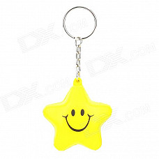 X-2 Cute Soft Silicone Smiley Star Pendant Keychain - Yellow + Black