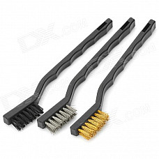 Tire Washing Cleaning Steel Brush for Car - Black + Silver + Golden (3 PCS)