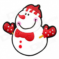 5.2 x 4.9cm Bowknot Christmas Snowman Style Fridge Magnetic Blackboard Sticker - White + Red
